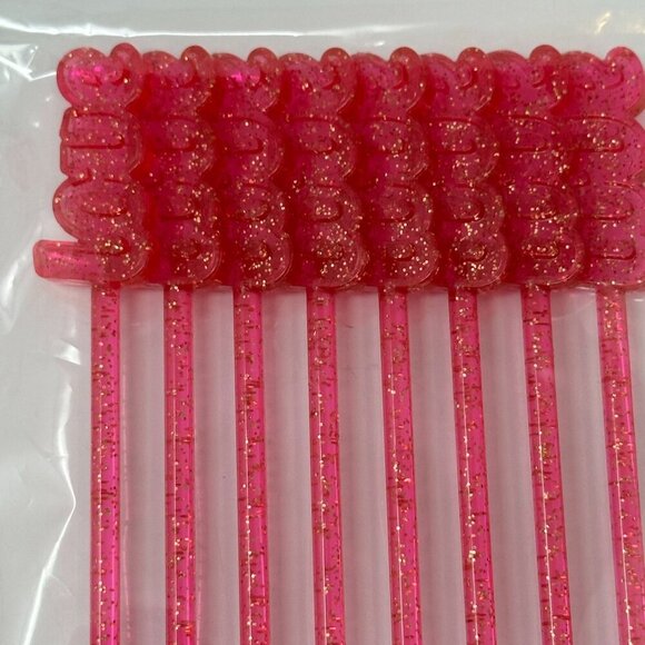 Hot Pink Love Glitter Drink Stirrers Swizzlers  2 Packs Valentine Bar Cart Decor - Picture 9 of 10